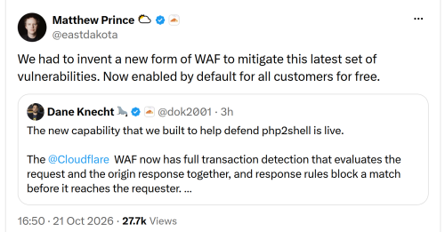 Tweets from Cloudflare on Oct 21st, 2026